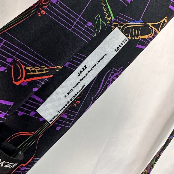 Three Rocker Necktie Company Music Band Instruments All Over Printed Mens Tie - Picture 8 of 17